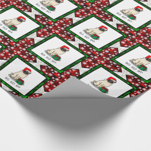 Christmas Santa Hat Pug Dog (light fawn) Cute Wrapping Paper