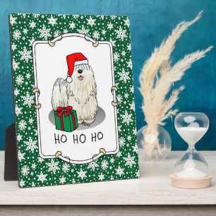 Christmas Santa Hat Puli Dog (white) Cute Funny Plaque
