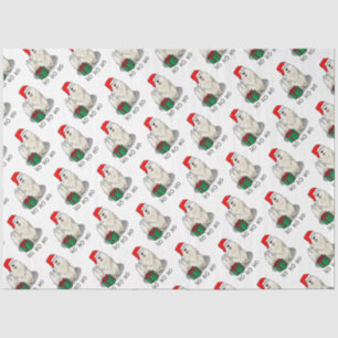 Christmas Santa Hat Puli Dog (white) Cute Funny Tissue Paper