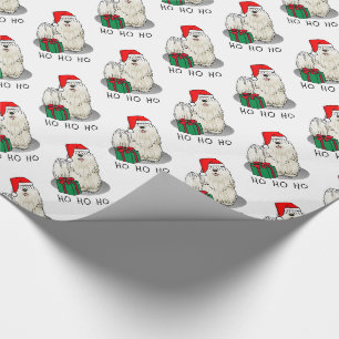 Christmas Santa Hat Puli Dog (white) Cute Funny Wrapping Paper