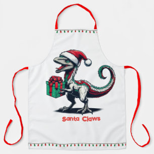 Christmas Santa hat raptor  Apron