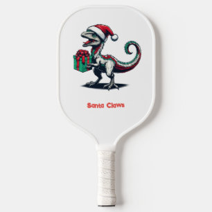 Christmas Santa hat raptor Pickleball Paddle
