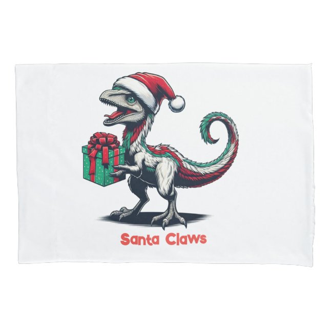 Christmas Santa hat raptor  Pillowcase (Front)