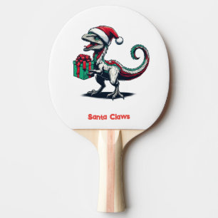 Christmas Santa hat raptor Ping Pong Paddle