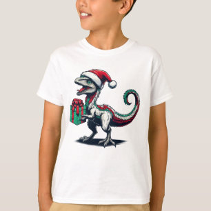 Christmas Santa hat raptor  T-Shirt