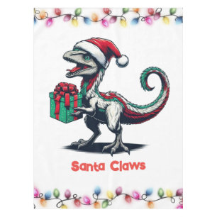 Christmas Santa hat raptor  Tablecloth