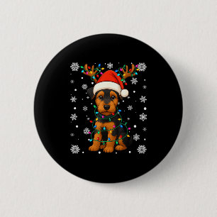 Christmas Santa Hat Reindeer Airedale Terrier Love 2 Inch Round Button