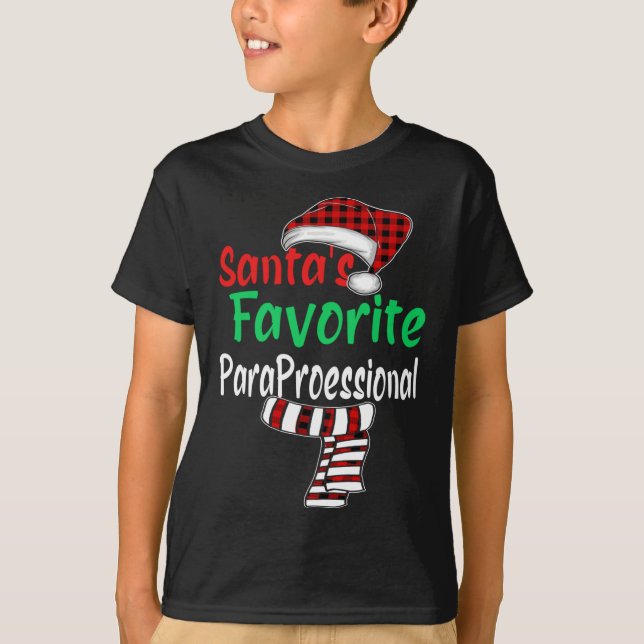 Christmas Santa Hat Santa's Favourite Paraprofessi T-Shirt (Front)
