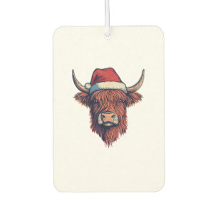 Christmas Santa Hat Scottish Highland Cow for Cow  Air Freshener