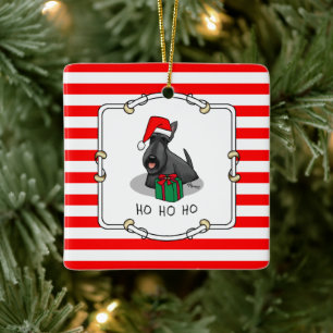 Christmas Santa Hat Scottish Terrier (black) Cute Ceramic Ornament
