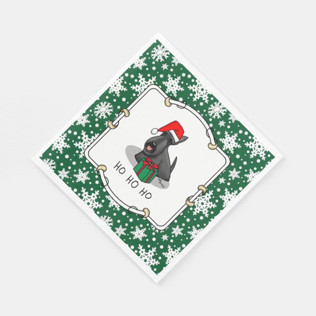 Christmas Santa Hat Scottish Terrier (black) Cute Napkin (Corner)