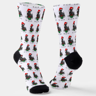 Christmas Santa Hat Scottish Terrier (black) Cute Socks