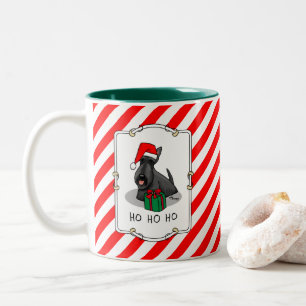 Christmas Santa Hat Scottish Terrier (black) Cute Two-Tone Coffee Mug