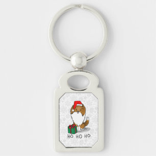 Christmas Santa Hat Shetland Sheepdog (sable) Cute Keychain