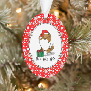 Christmas Santa Hat Shetland Sheepdog (sable) Cute Ornament