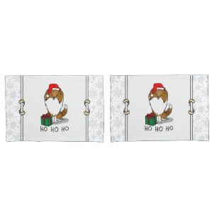 Christmas Santa Hat Shetland Sheepdog (sable) Cute Pillowcase