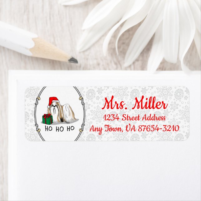 Christmas Santa Hat Shih Tzu (tan white) Dog Cute (Insitu)