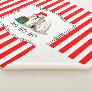 Christmas Santa Hat Shih Tzu (tan white) Dog Cute Sherpa Blanket