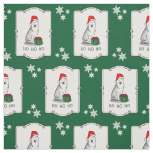 Christmas Santa Hat Siberian Husky (silver) Cute Fabric