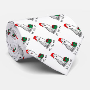 Christmas Santa Hat Siberian Husky (silver) Cute Tie