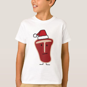 Christmas Santa Hat T-Bone Steak meat protein T-Shirt