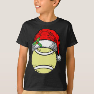 Christmas Santa Hat Tennis Sport Funny Gift T-Shirt