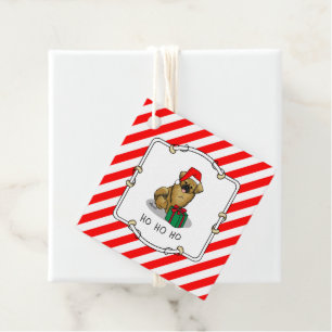 Christmas Santa Hat Tibetan Spaniel (Brown) Cute Favour Tags