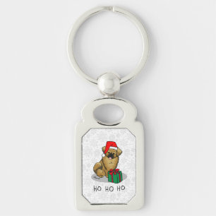 Christmas Santa Hat Tibetan Spaniel (Brown) Cute Keychain