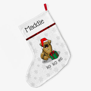Christmas Santa Hat Tibetan Spaniel (Brown) Cute Large Christmas Stocking