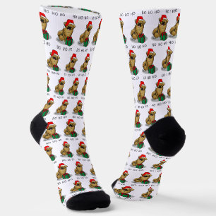 Christmas Santa Hat Tibetan Spaniel (Brown) Cute Socks