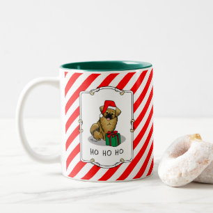 Christmas Santa Hat Tibetan Spaniel (Brown) Cute Two-Tone Coffee Mug