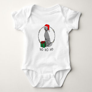 Christmas Santa Hat Weimaraner Dog (grey 1) Cute Baby Bodysuit
