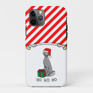 Christmas Santa Hat Weimaraner Dog (grey 1) Cute iPhone 11 Pro Case