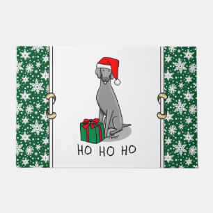 Christmas Santa Hat Weimaraner Dog (grey 1) Cute Doormat
