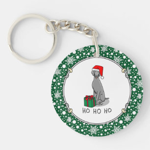 Christmas Santa Hat Weimaraner Dog (grey 1) Cute Keychain