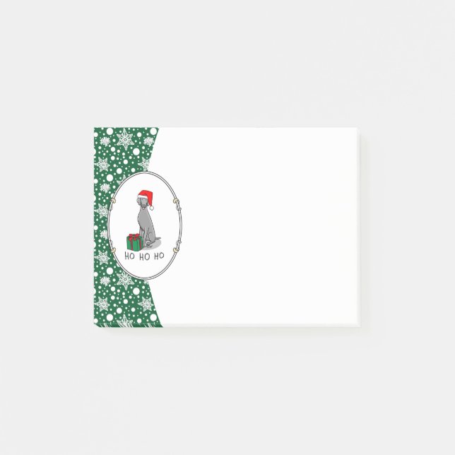 Christmas Santa Hat Weimaraner Dog (grey 1) Cute Post-it Notes (Front)