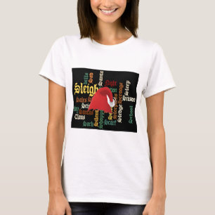 Christmas Santa Hat Word Art T-Shirt
