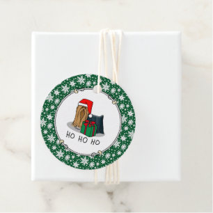 Christmas Santa Hat Yorkshire Terrier Yorkie Cute Favour Tags
