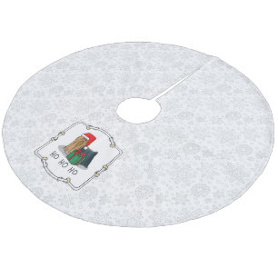 Christmas Santa Hat Yorkshire Terrier Yorkie Cute Fleece Tree Skirt
