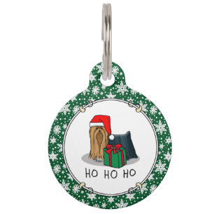 Christmas Santa Hat Yorkshire Terrier Yorkie Cute Pet Tag