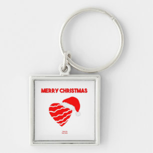 Christmas Santa Heart Premium Square Key Chain