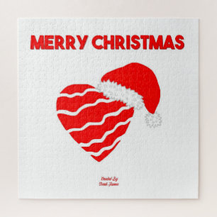 Christmas Santa Heart Puzzle 20" X 20"