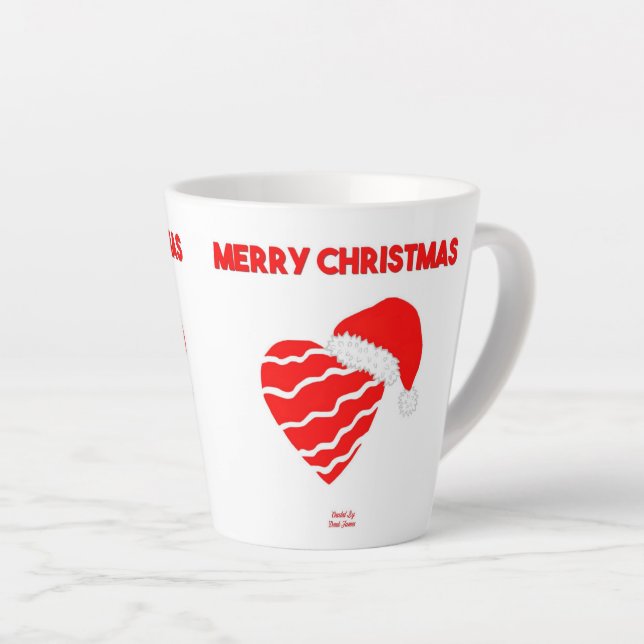 Christmas Santa Heart Small Latte Mug (Right Angle)