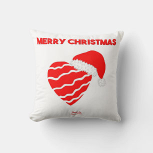 Christmas Santa Heart Square Throw Pillow