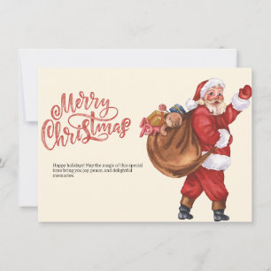 Christmas Santa Holiday Card, Minimalist Christmas Card