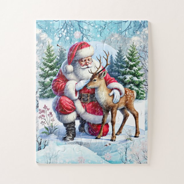Christmas Santa Holiday deer Jigsaw Puzzle (Vertical)