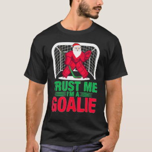 Christmas Santa Ice Hockey Goalie Goaltender Xmas T-Shirt