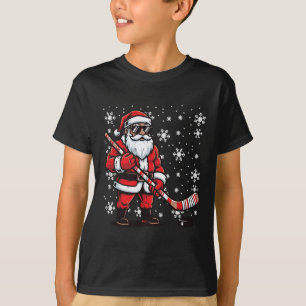 Christmas Santa Ice Hockey Player Xmas Sports Men  T-Shirt