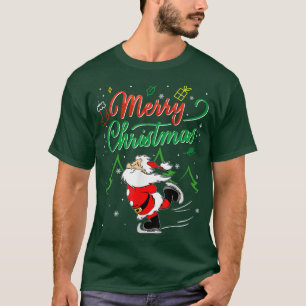 Christmas Santa Ice Skating Funny 2021 Costume Mer T-Shirt