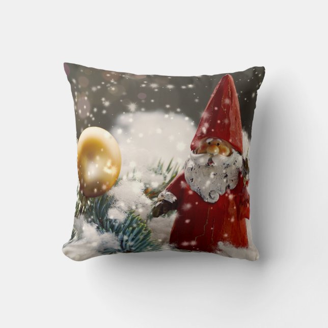Christmas Santa in the Snow Throw Pillow (Front)